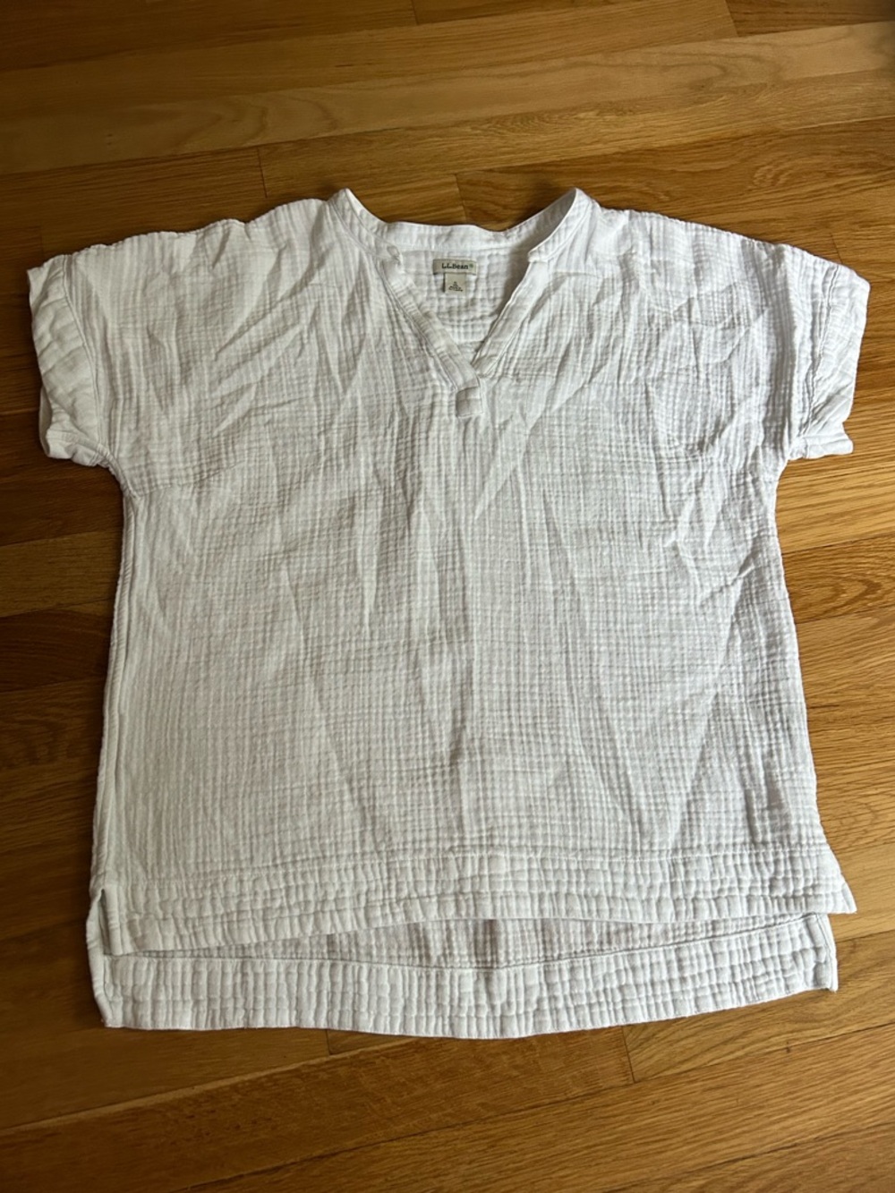 L.L.Bean Women's Short Sleeve White Cloud Gauze Shirt size Small S